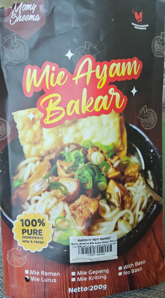 Momy Sheema Mie Ayam Bakar with Bakso (Chicken Noodles + Meatballs) 200 g