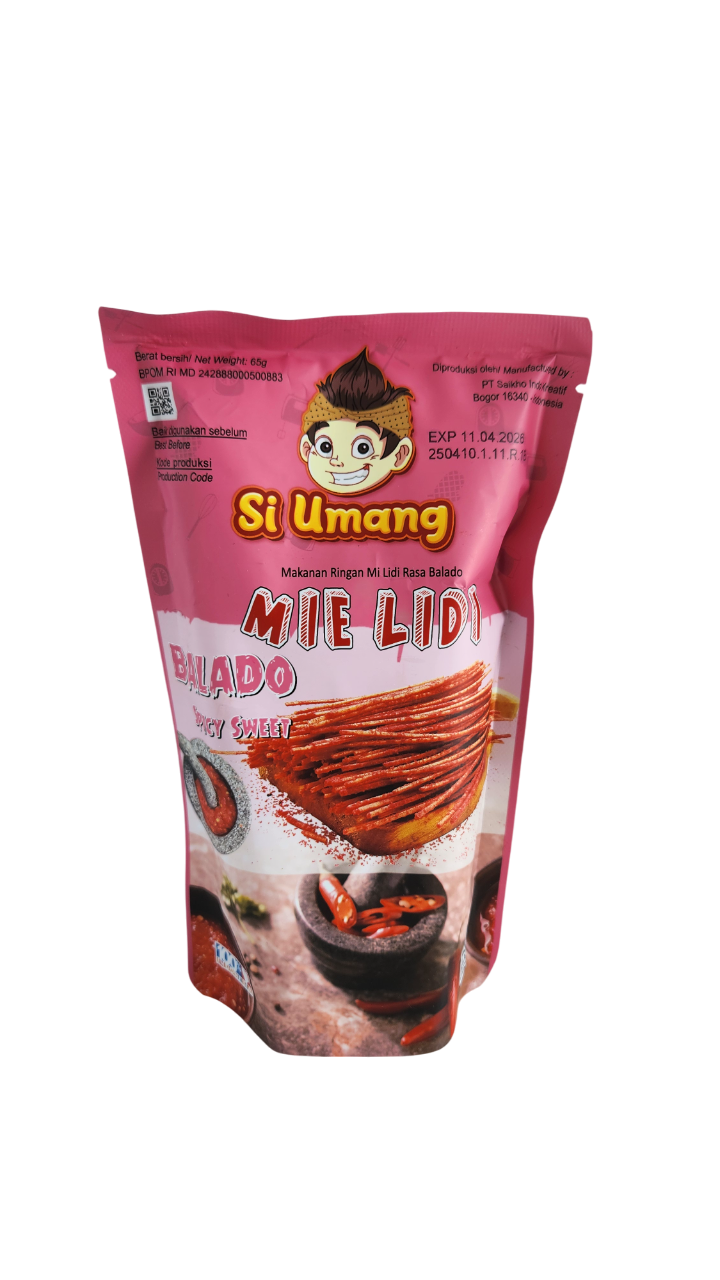 Si Umang Mie Lidi Balado Spicy Sweet 65g. سي أومانج مي ليدي بالادو حلو حار 65 جرام
