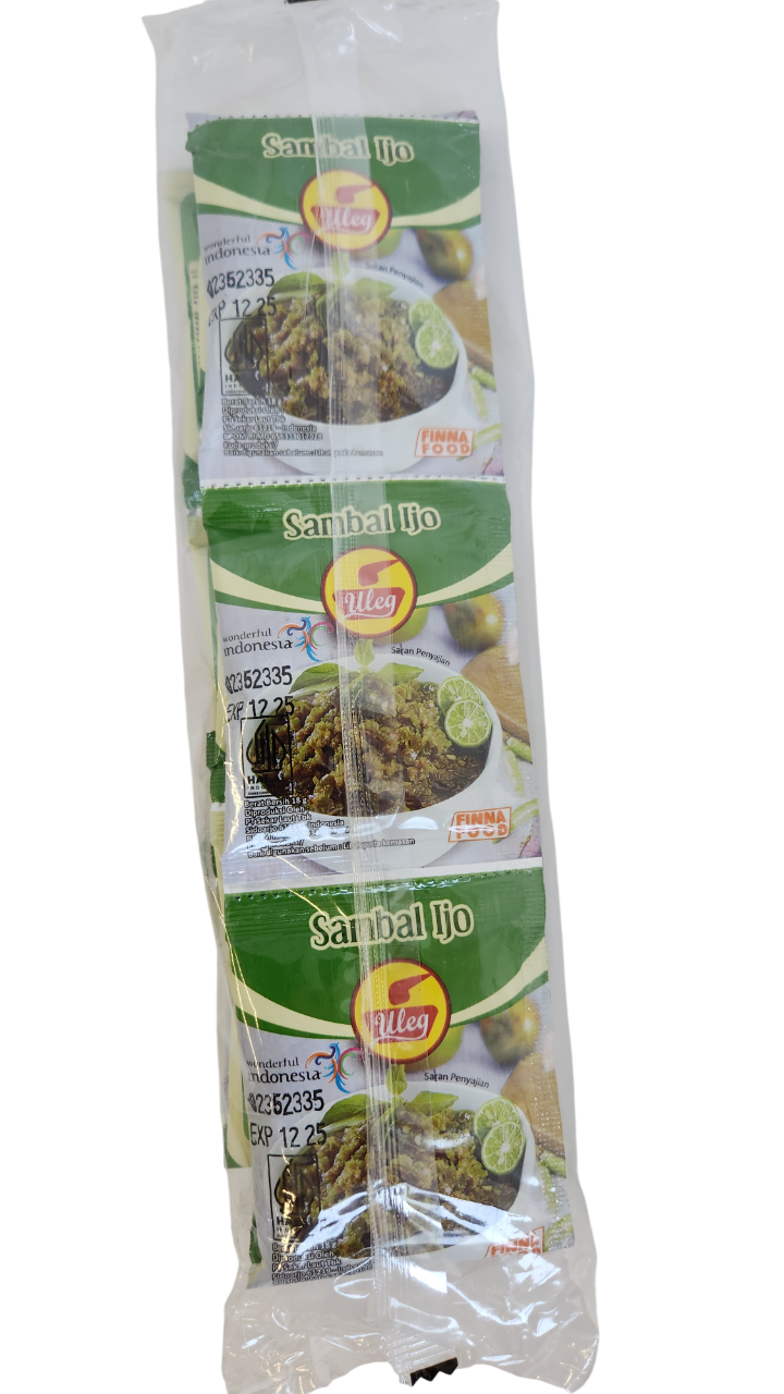 Uleg Sambal Ijo 10 x 18g. معجون سامبال أخضر 10 × 18 غرام
