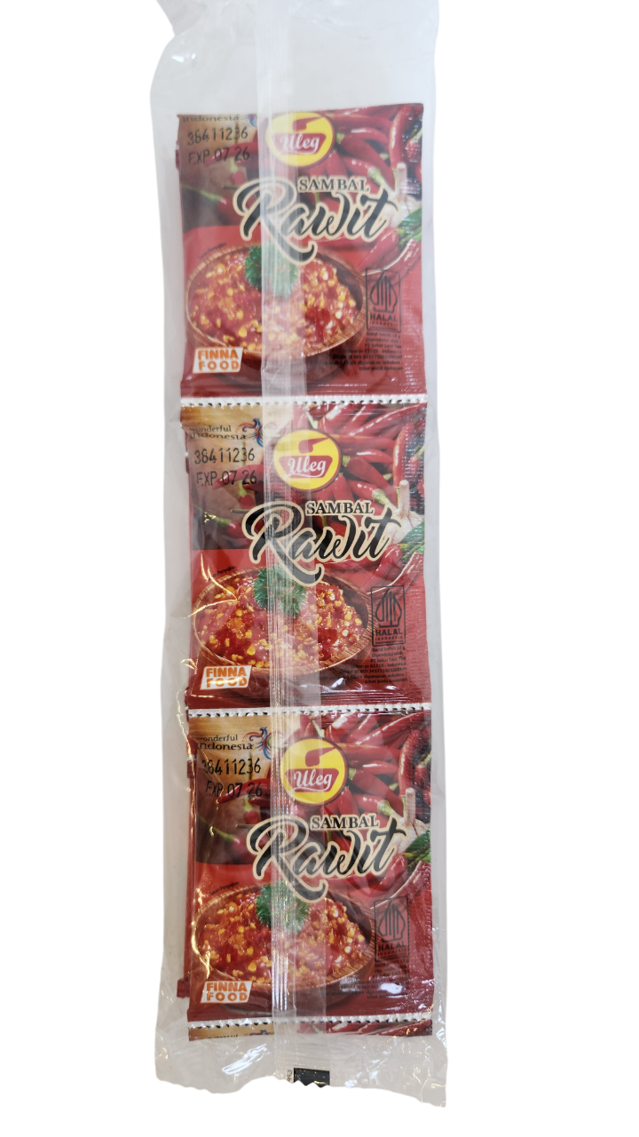 Uleg Sambal Rawit 10 x 18g. صلصة الفلفل الحار المطحون 10 × 18 غرام