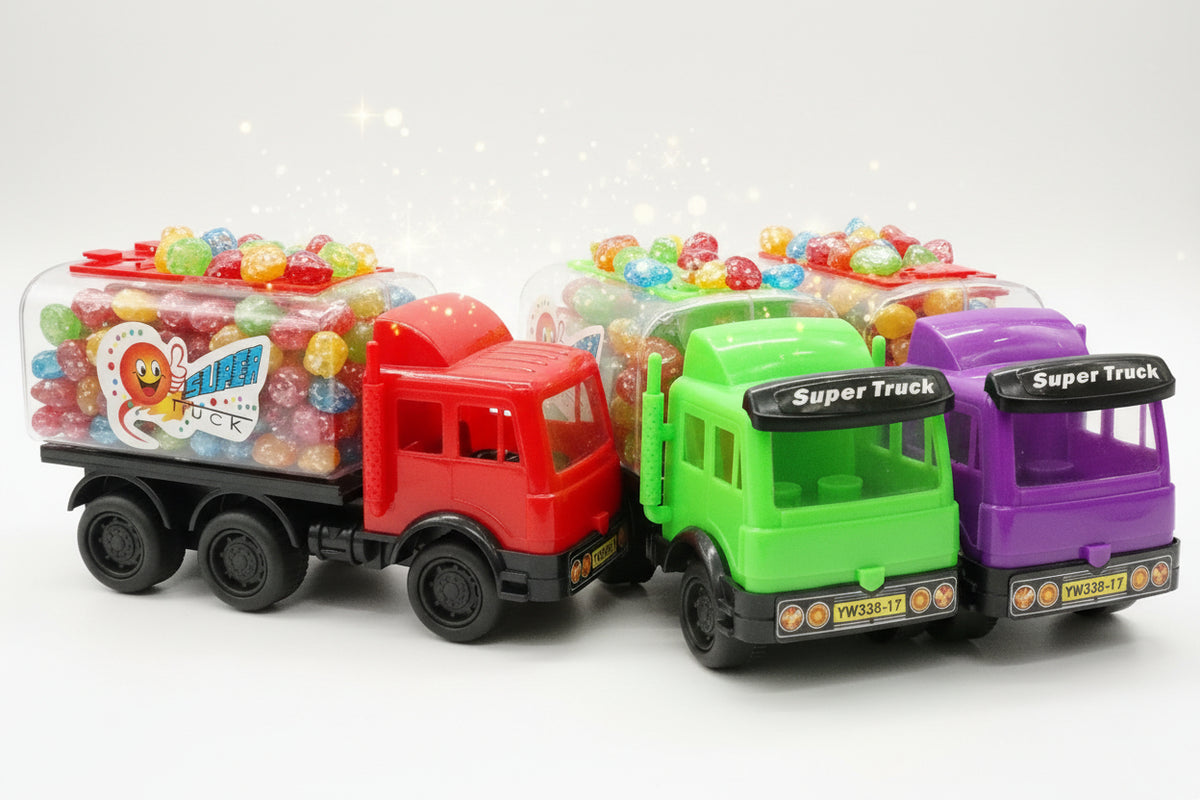 Super Truck Toy With Candy. لعبة شاحنة خارقة مع حلوى