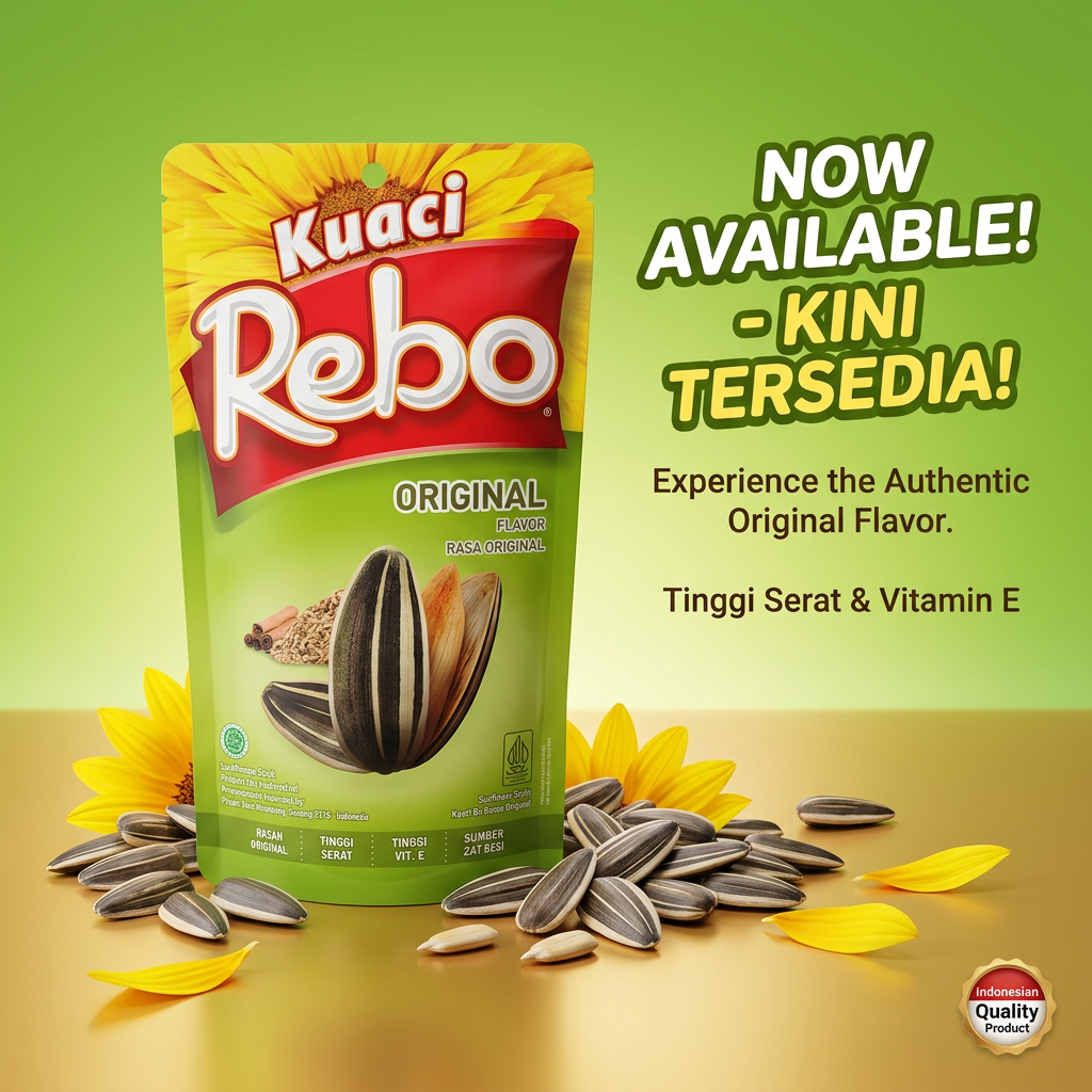 Kuaci Rebo Sunflower Seeds Original 150g. بذور دوار الشمس الأصلية من كواسي ريبو 150 غرام