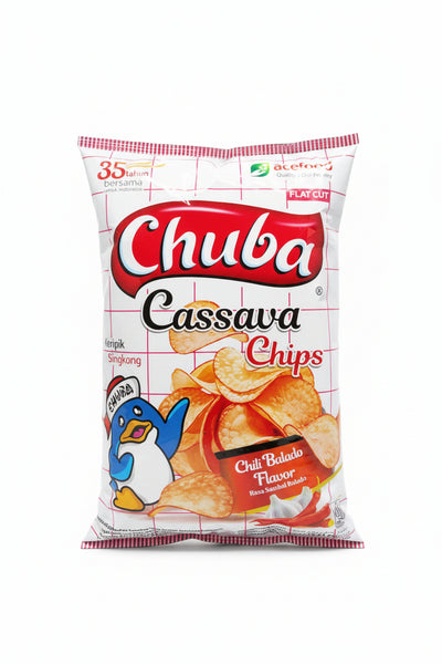 Chuba Keripik Singkong Cassava Chips Chilli Balado Flvr 125g. رقائق الكاسافا تشوبا بنكهة الفلفل الحار بالادو 125 غرام