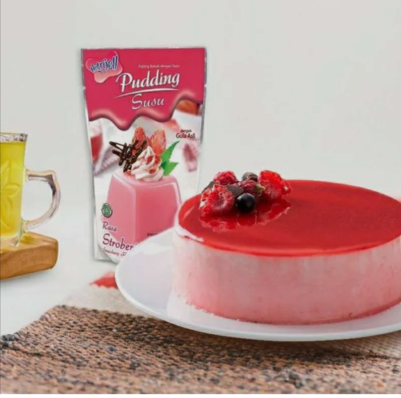 Nutrijell Pudding Susu Strawberry Flavour 145g. بودنغ الحليب بنكهة الفراولة من نوتريجيل 145 غرام