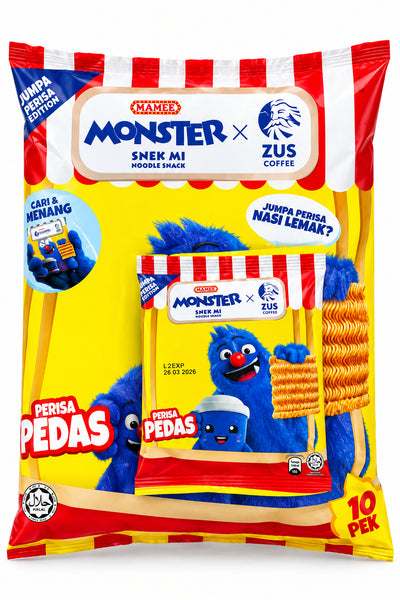 Mamee Monster Snek Mi Perisa Pedas 20g. وجبة خفيفة من نودلز مامي مونستر بنكهة حارة 20 غرام