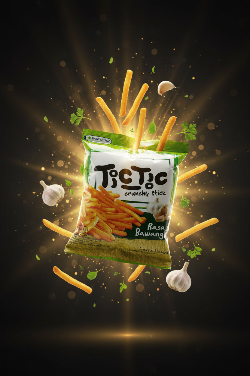 Siantar Top Tic Tic Crunchy Stick Garlic Flvr 20g. أصابع تيك تيك المقرمشة بنكهة الثوم من سيانتار توب (20 جم)