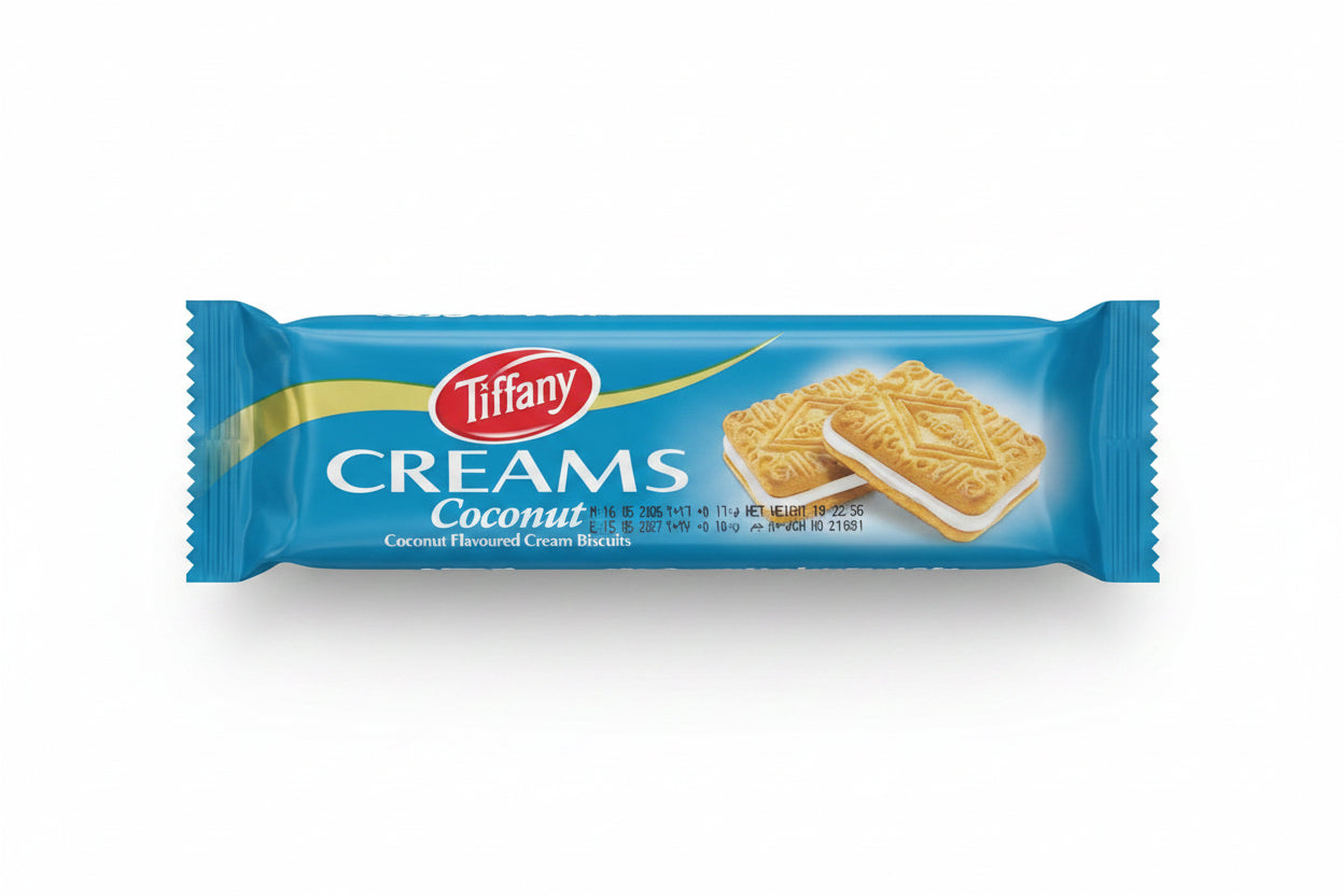 Tiffany Cream Biscuit Coconut 80g. بسكويت تيفاني بالكريمة وجوز الهند 80 جم