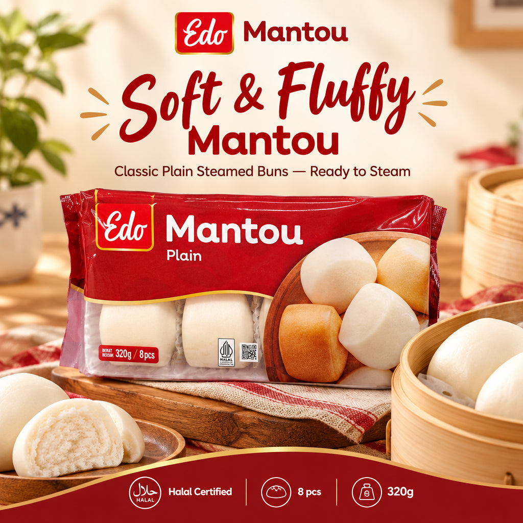 Edo Mantau Plain Isi 8pcs 320g. إيدو مانتاو سادة، المحتويات: 8 قطع، 320 غرام