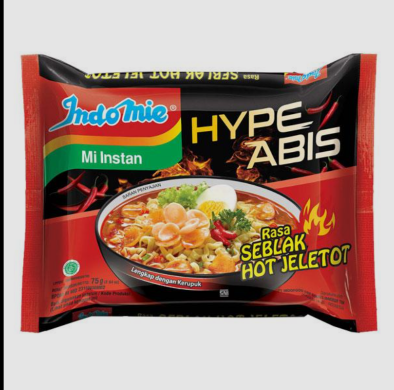 Indomie Mi Kuah Rasa Seblak Hot Jeletot 75g. إندومي مي كواه راسا سيبلاك جيليتوت حار 75 جم.