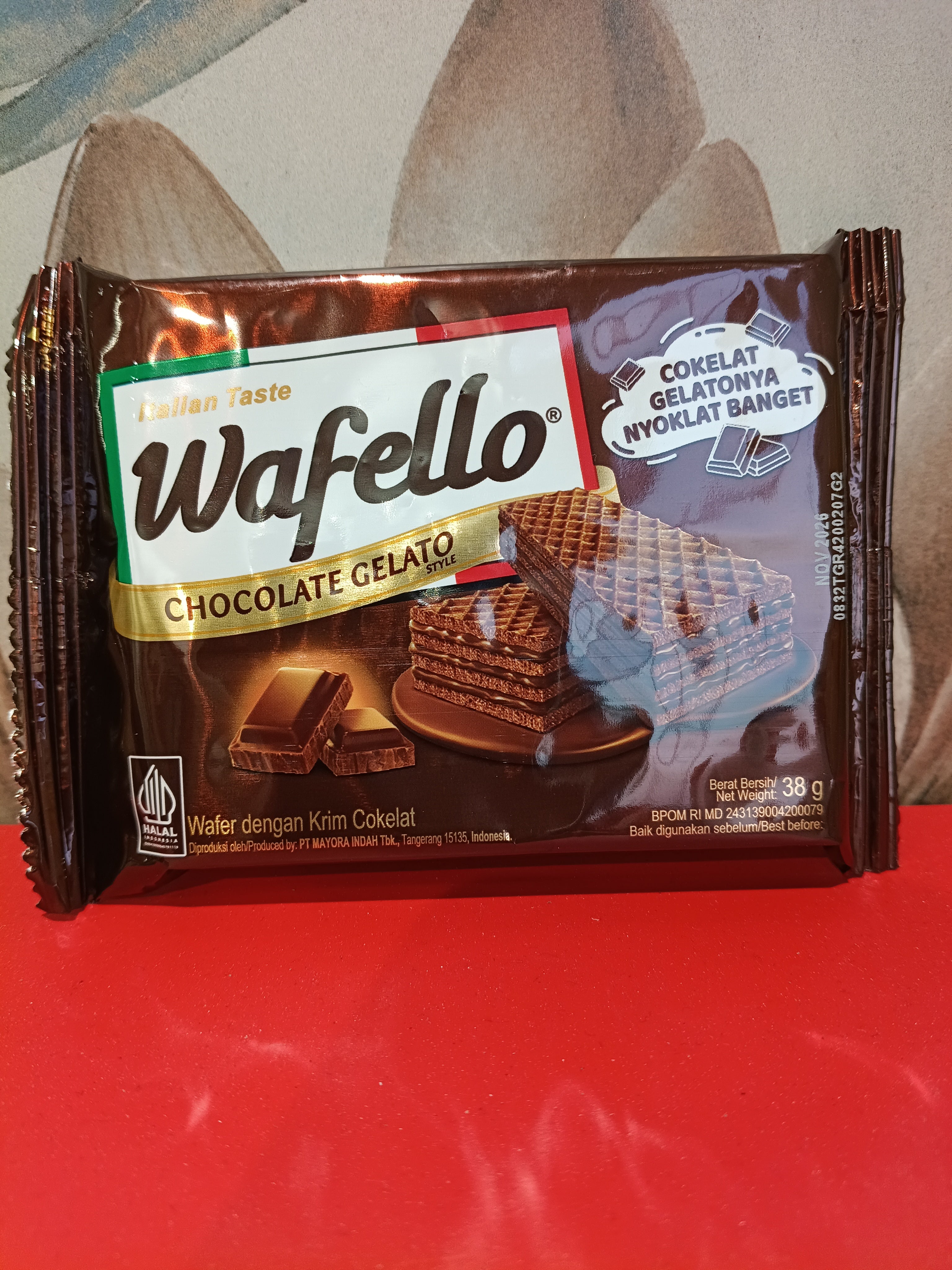 Wafello Wafer Chocolate Gelato 38g. آيس كريم وافيللو بالشوكولاتة والرقائق 38 غرام
