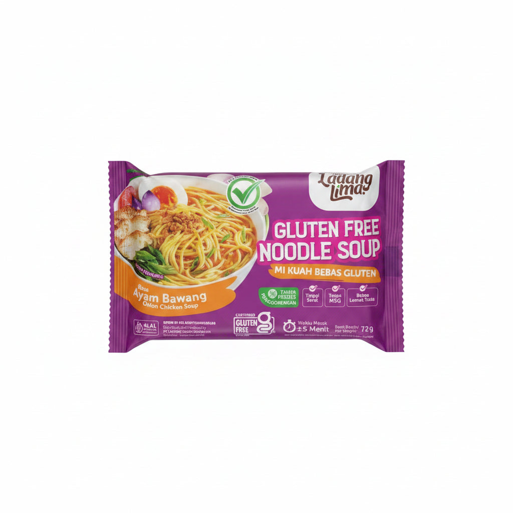Ladang Lima Gluten Free Noodle Soup Rasa Ayam Bawang 72g. شوربة نودلز لادانغ ليما الخالية من الغلوتين بنكهة الدجاج والبصل 72 غرام