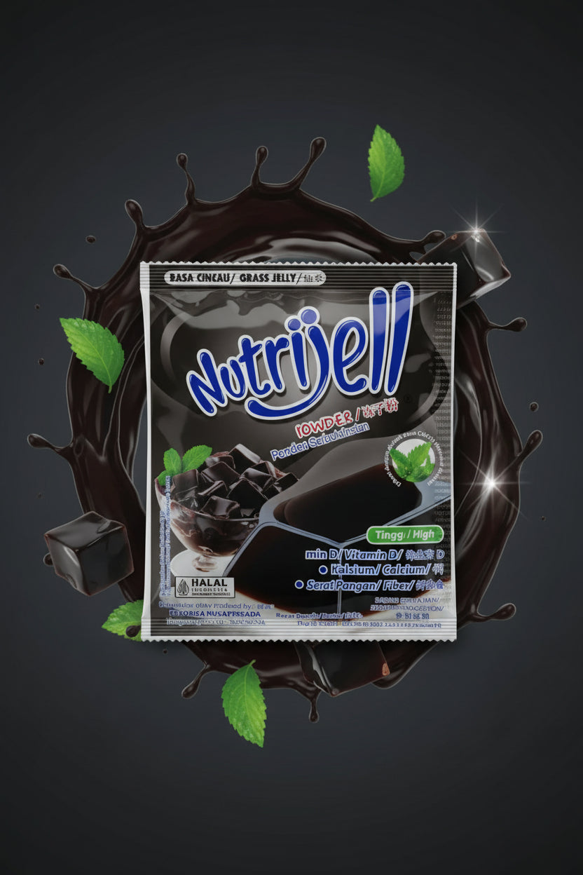 Nutrijell Grass Jelly Rasa Cincau 15g. نوتريجيل جراس جيلي (نكهة سينكاو) 15 جرام