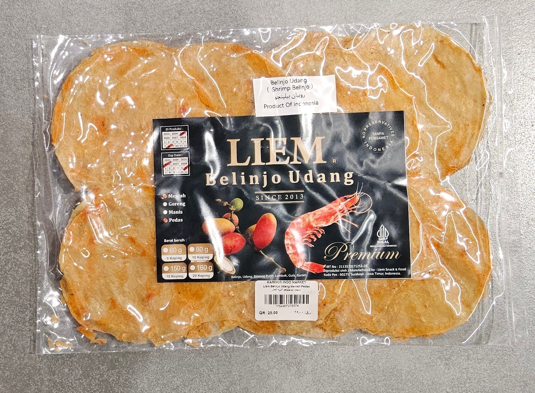 Liem Belinjo Udang Mentah Pedas