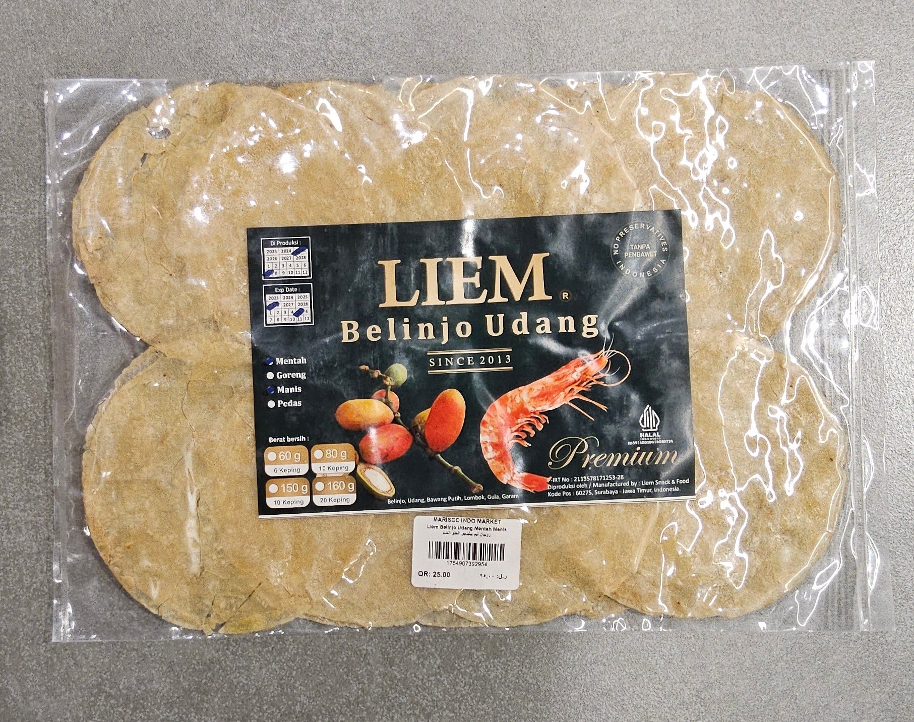 Liem Belinjo Udang Mentah Manis