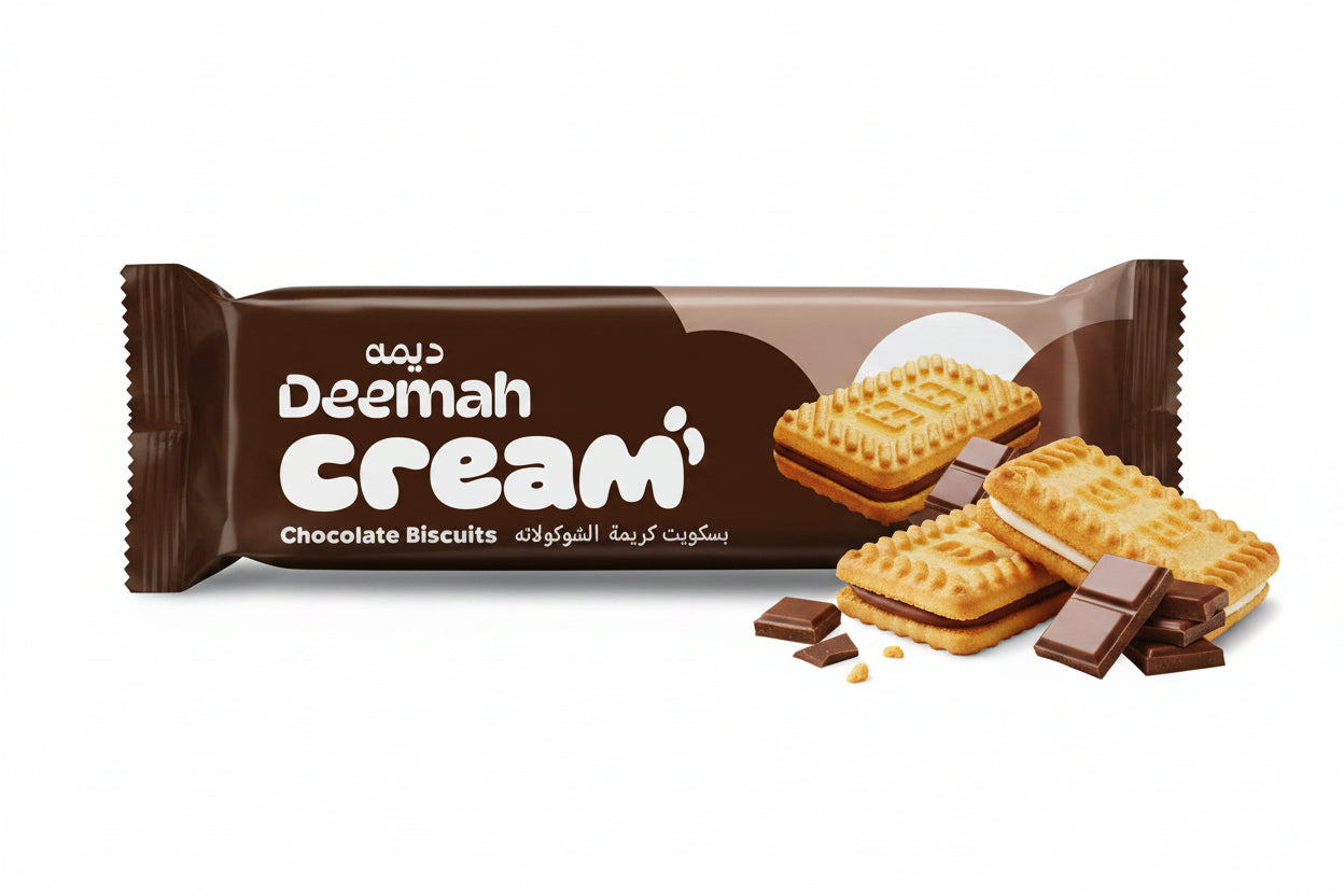 Deemah Cream Biscuit Chocolate 68g. بسكويت ديمة بالكريمة والشوكولاتة 68 جم