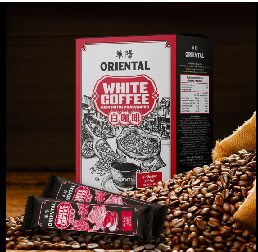 Oriental Kopi White Coffee Premix 40g sachet. خليط القهوة البيضاء "أورينتال كوبي" (Oriental Kopi) - 40 جم