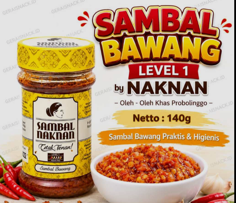 Sambal Naknan Sambal Bawang level 1 140gr. سامبال ناكنان سامبال باوانج المستوى 1 140 جرام