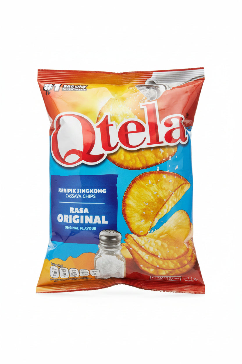 Qtela Keripik Singkong Rasa Original 60g. رقائق الكسافا "كيوتيلا" (Qtela) بالنكهة الأصلية 60 جم