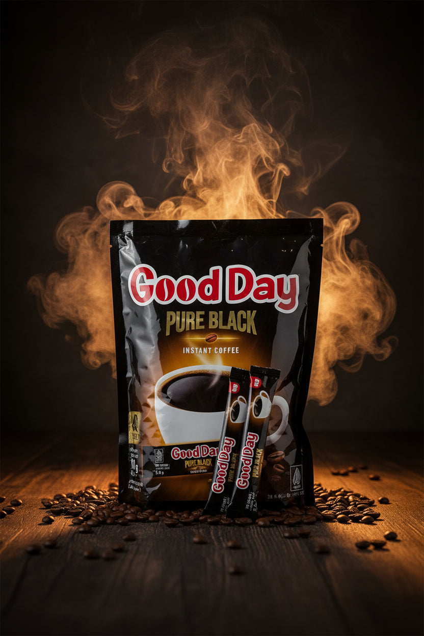 Good Day Pure Black Instant Coffee 2.5g. قهوة سريعة التحضير "غود داي بيور بلاك" (Good Day Pure Black) - 2.5 غرام
