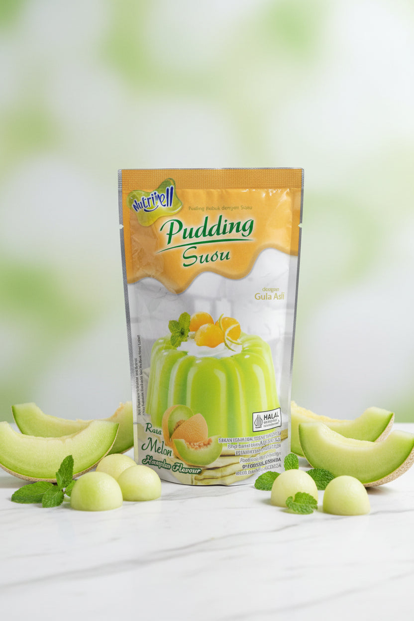 Nutrijell Pudding Susu Rasa Melon 145g. نوتريجيل بودنغ الحليب بالبطيخ 145 جرام