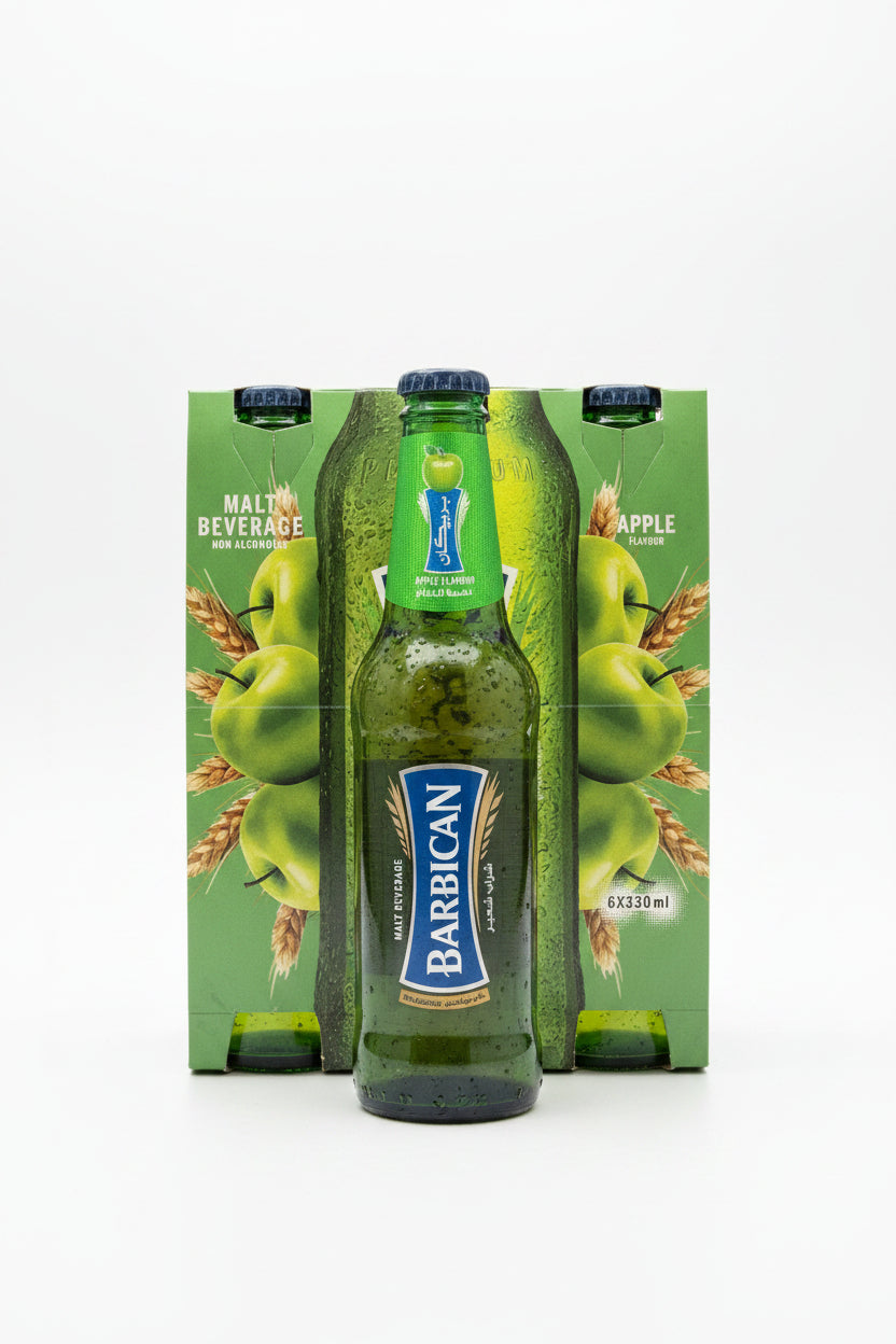 Barbican Malt Beverage Green Apple Flavour 330ml. مشروب باربيكان الشعير بنكهة التفاح الأخضر 330 مل