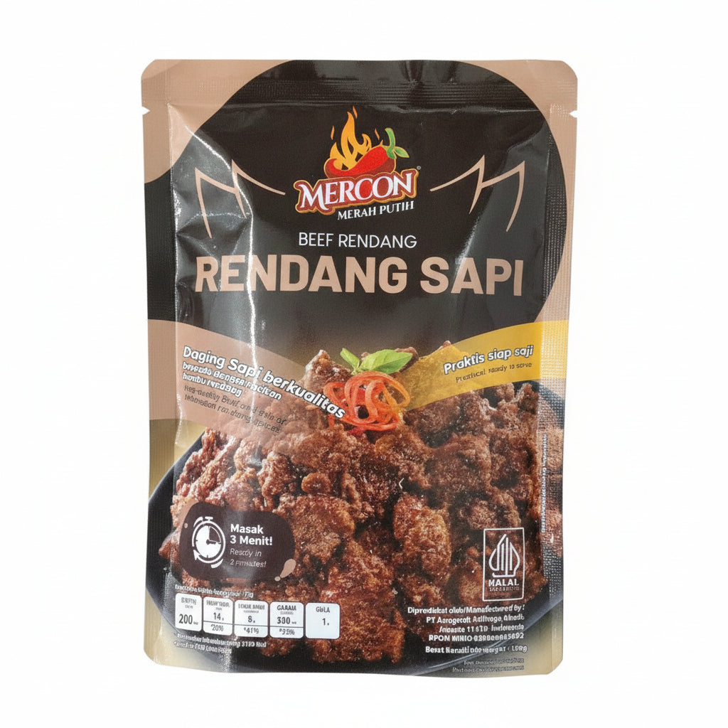 Mercon Rendang Sapi 150g. Rendang Sapi Pedas 150gr