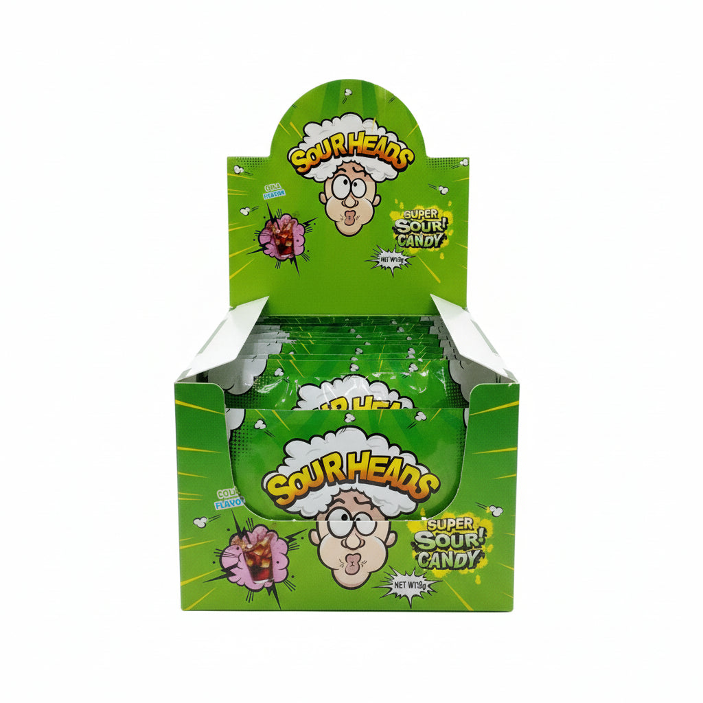 Sour Heads Super Sour Candy Cola Flvr 9g. حلوى سور هيدز فائقة الحموضة بنكهة الكولا 9 غرام