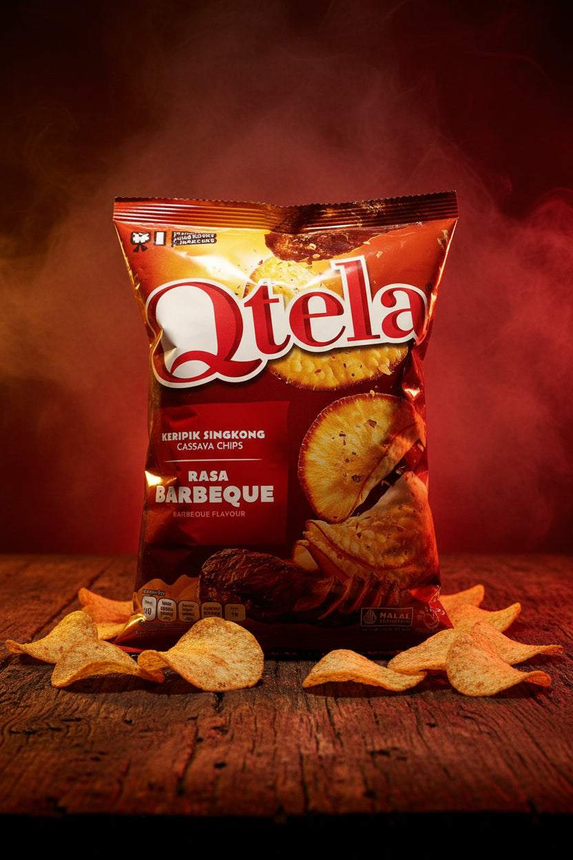 Qtela Singkong Chips Bbq Flvr 60g. رقائق الكاسافا من كيوتيلا بنكهة الشواء 60 غرام