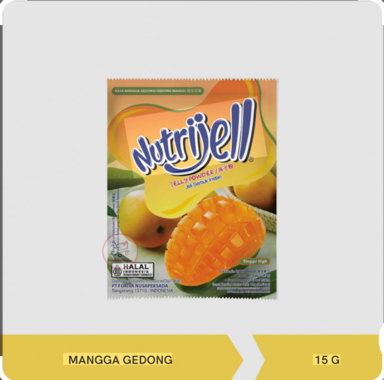 Nutrijell Jelly Powder Manga Gedong 15gr. نوتريجيل جيدونج مسحوق جيلي مانجو 15 جرام