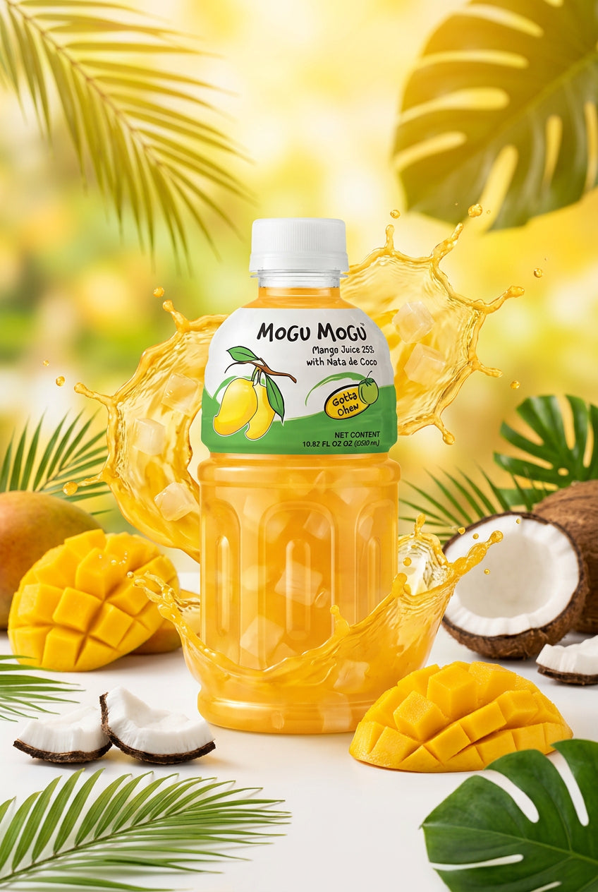 Mogu Mogu Mango Juice With Nata De Coco 320ml. عصير موجو موجو مانجو مع ناتا دي كوكو 320 مل