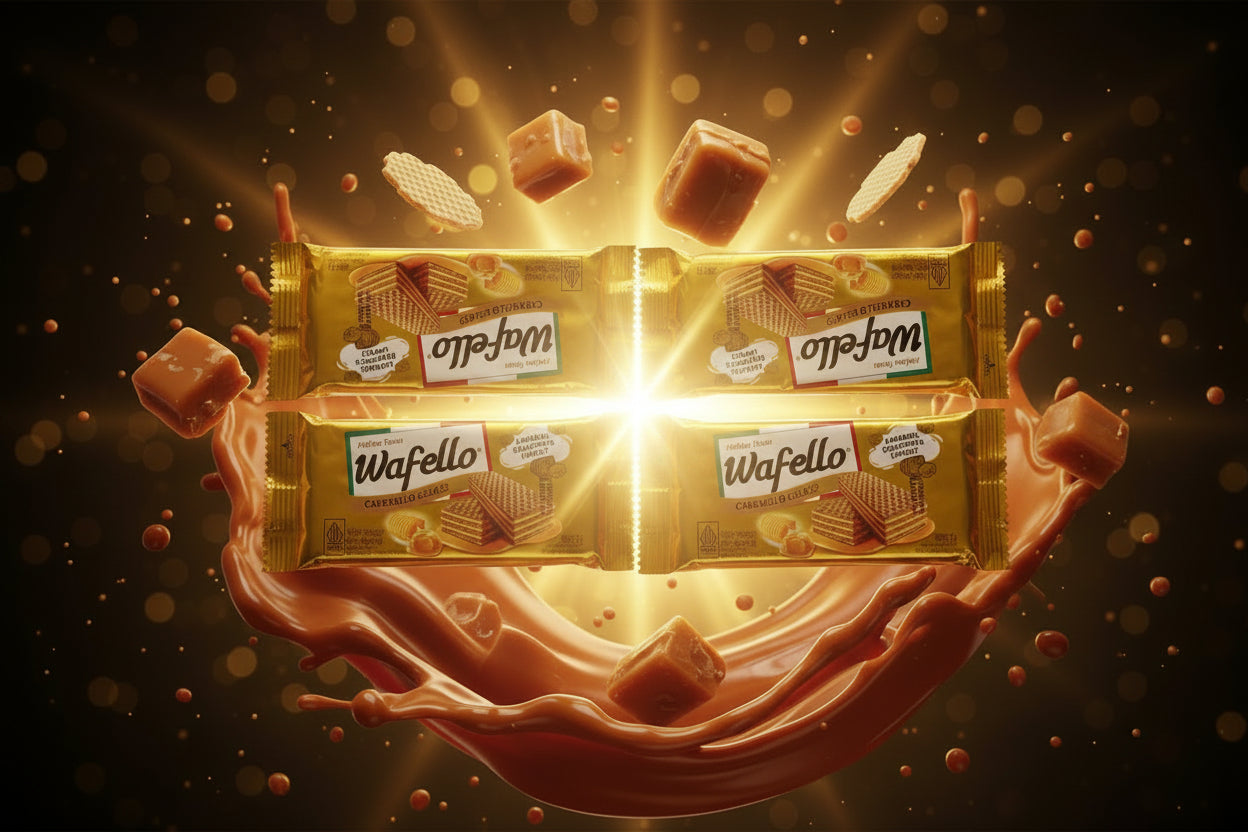 Wafello Wafers Caramel Gelato 15g. ويفر وافيلو بنكهة جيلاتو الكراميل 15 جم