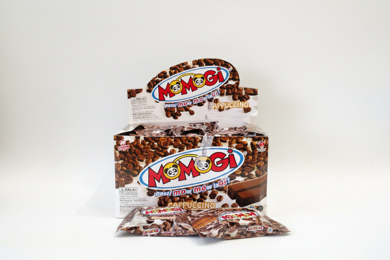 Momogi Stick Chips Cappuccino 20x4.5g. رقائق موموجي ستيك كابتشينو 20 × 4.5 غرام