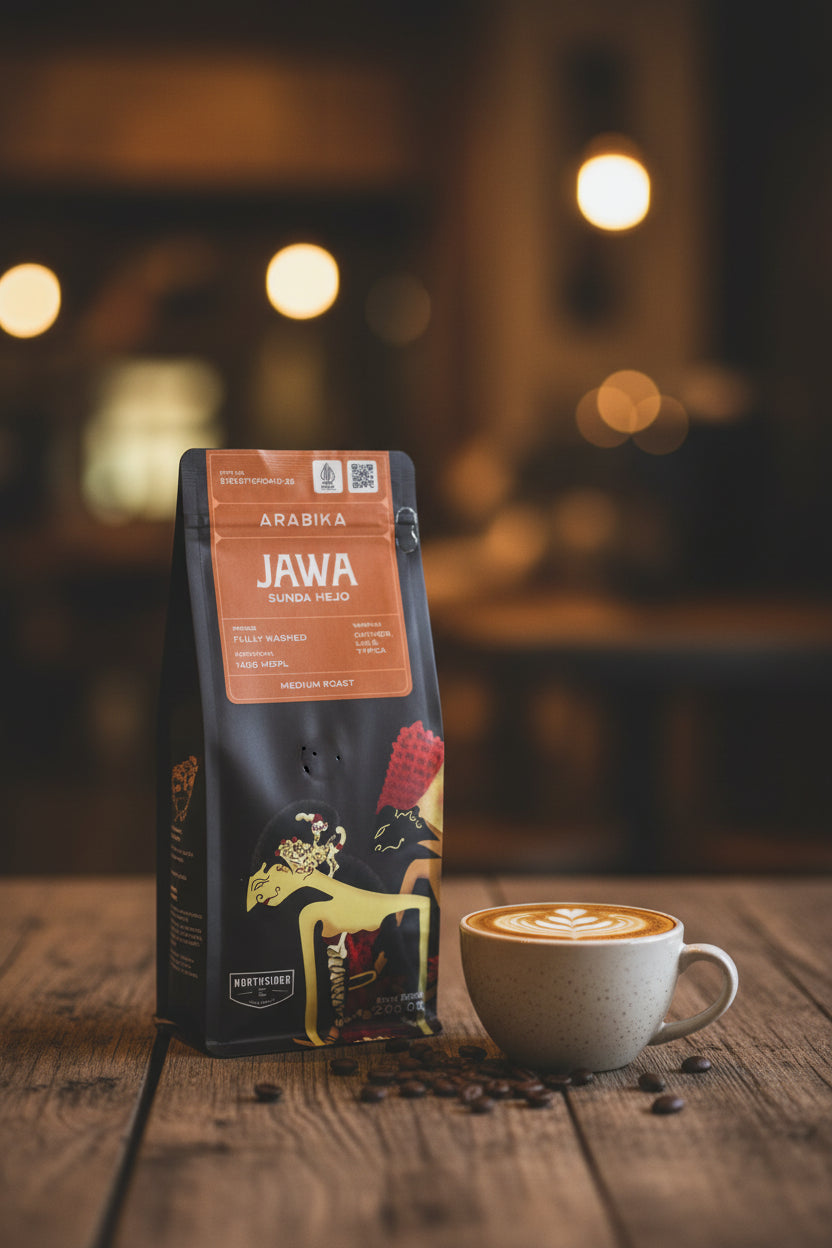 Northsider Coffee Beans Arabika Jawa Sunda Hejo Medium Roast 200g.حبوب قهوة نورث سايدر أرابيكا جافا سوندا هيجو متوسطة التحميص 200 غرام
