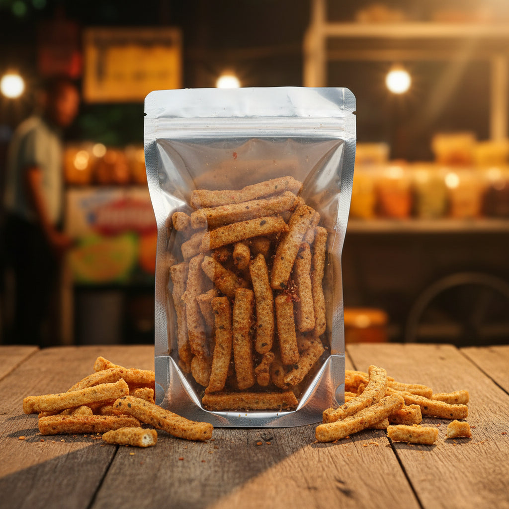 Marisco Basreng Pedas 150g. مأكولات بحرية حارة 150 غرام
