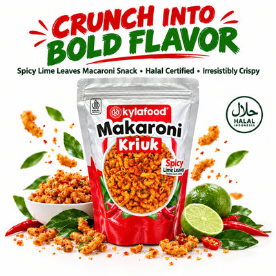 Kylafood Makaroni Kriuk Spicy Lime Leaves 50g. معكرونة كيلافود كريوك بنكهة أوراق الليمون الحارة 50 غرام