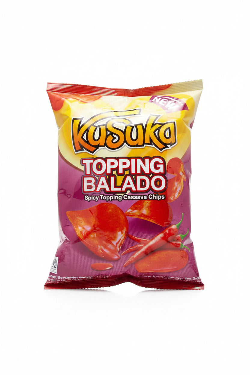 Kusuka Cassava Chips Topping Balado 60g. كوسوكا رقائق الكسافا بنكهة بالادو 60 جرام