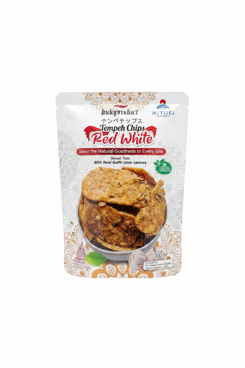 Miyuki Keripik Tempe Merah Putih Original 200g. رقائق تمبيه ميوكي الحمراء والبيضاء 200 غرام