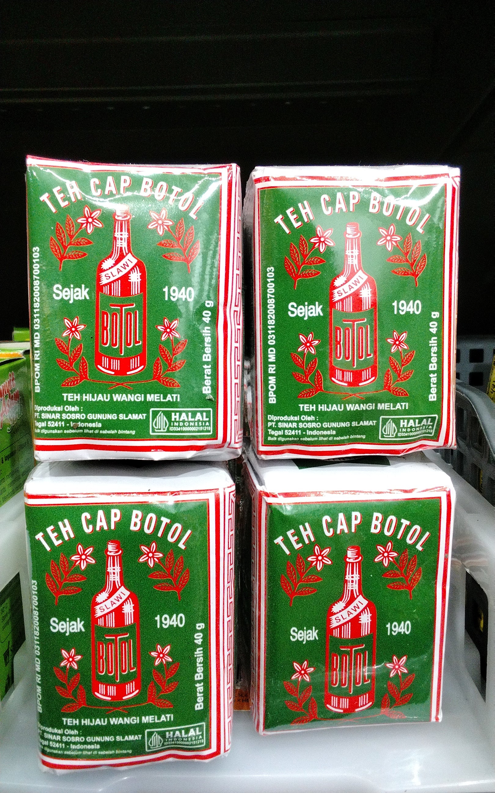 Teh Cap Botol Tea Leaves Green Pack 40g. زجاجة شاي، أوراق شاي خضراء، عبوة 40 غرام