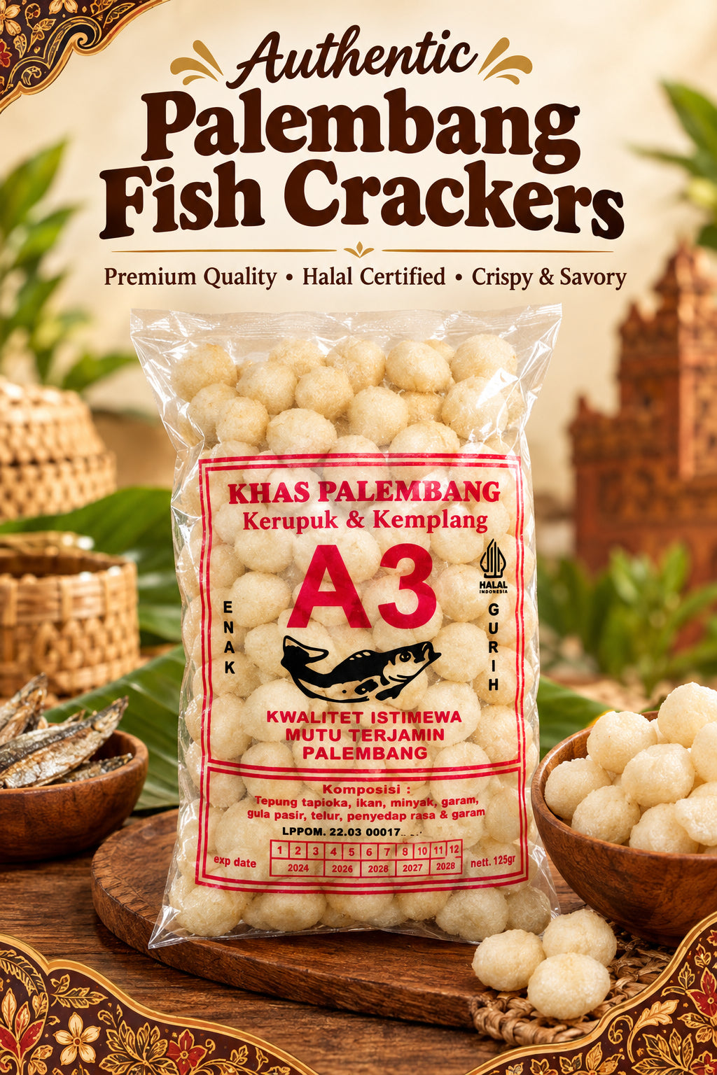 Marisco A3 Kerupuk Palembang 125g. ماريسكو A3 مقرمشات باليمبانج 125 جرام