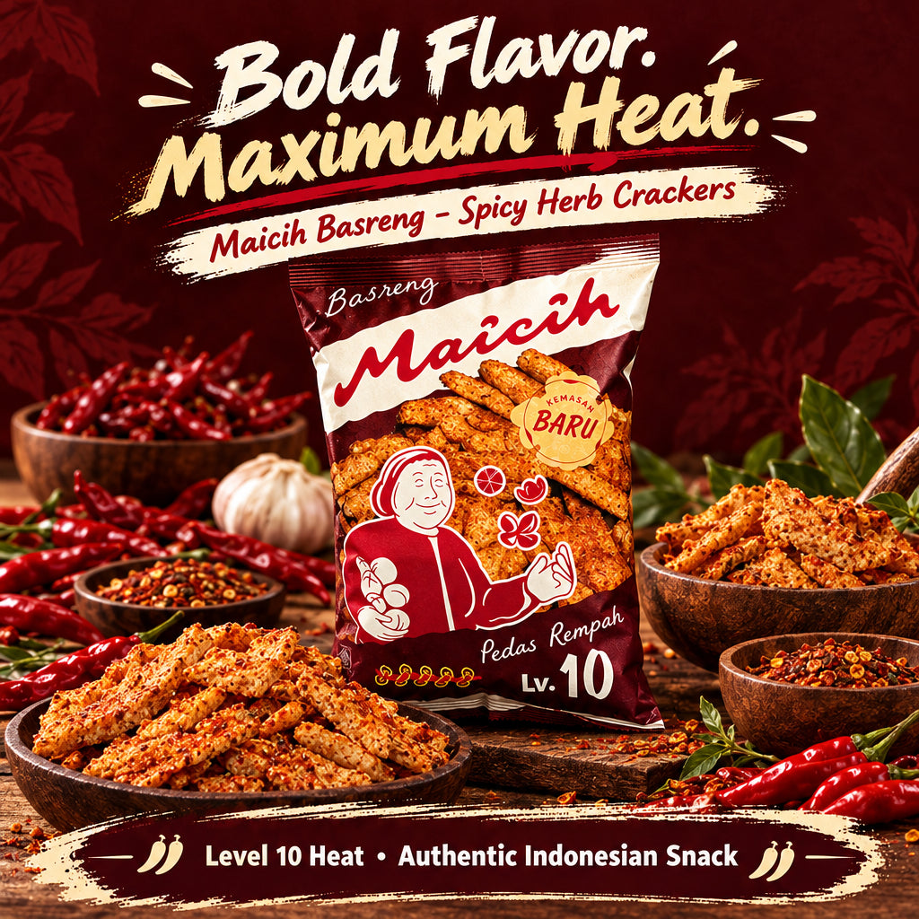 Maicih Basreng Pedas Rempah Lvl 10 80g. بهارات مايسيه حارة باسرينج مستوى 10 80 جرام