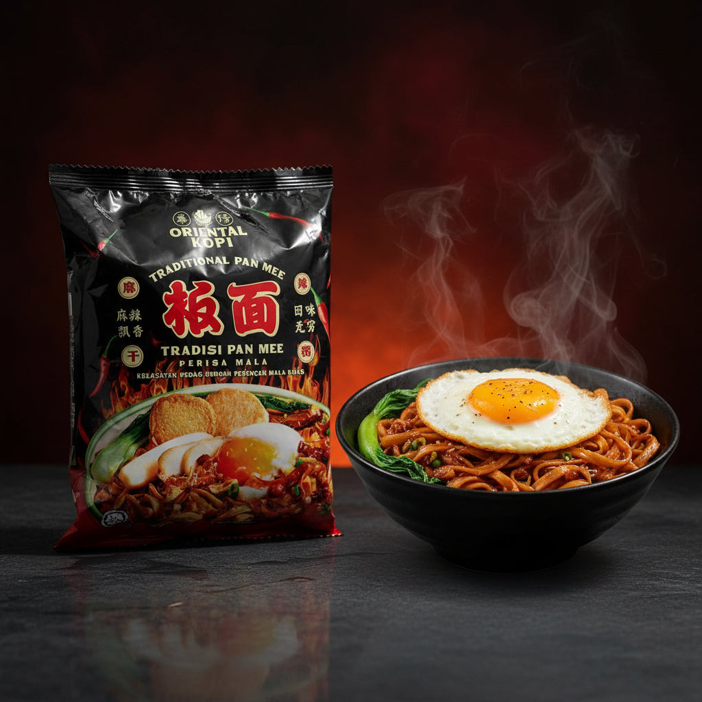 Oriental Kopi Pan Mee Perisa Masala 145g. نودلز "بان مي" من "أورينتال كوبي" بنكهة الماسالا - 145 غرام