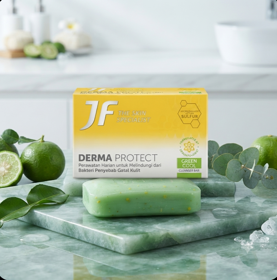 JF Derma Protect Green Cool Soap Bar 65g. صابونة JF Derma Protect Green Cool بوزن 65 غرام