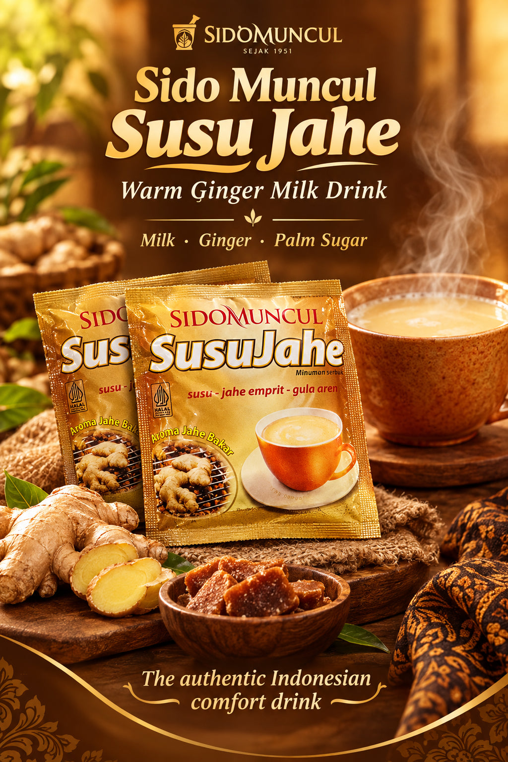 Sidomuncul Instant Susu Jahe 27g. حليب الزنجبيل سريع التحضير من سيدومونكول 27 جم